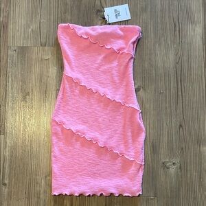 Princess Polly Pink Strapless Ribbed Bodycon Dress